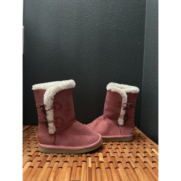 Old Navy Pink Faux Suede Girl Toddler Boots Size 6 - Picture 1 of 10